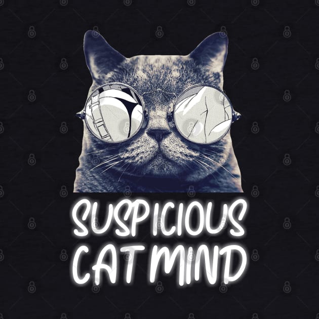 Suspicious Cat Mind Neon Funny Cat by Pannolinno